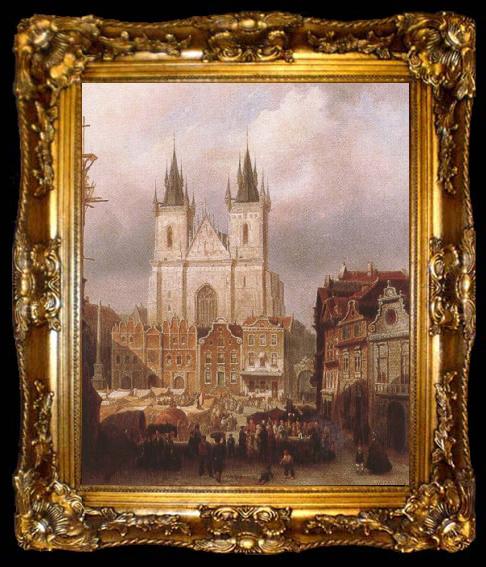 framed  ralph vaughan willams mk the old market place in prague, ta009-2
